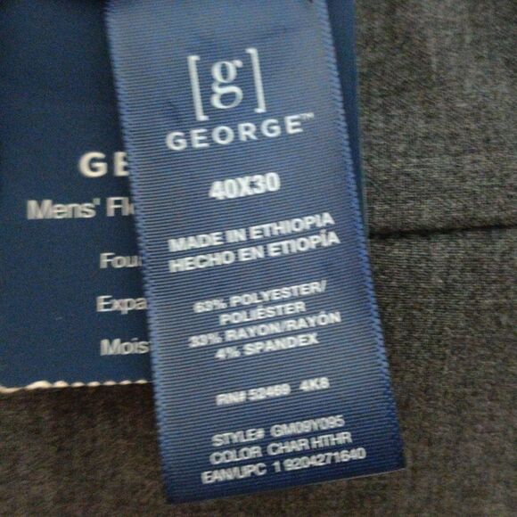 NWT 40x30 Charcoal Gray Flex Flat Front Pants - George - Picture 4 of 4